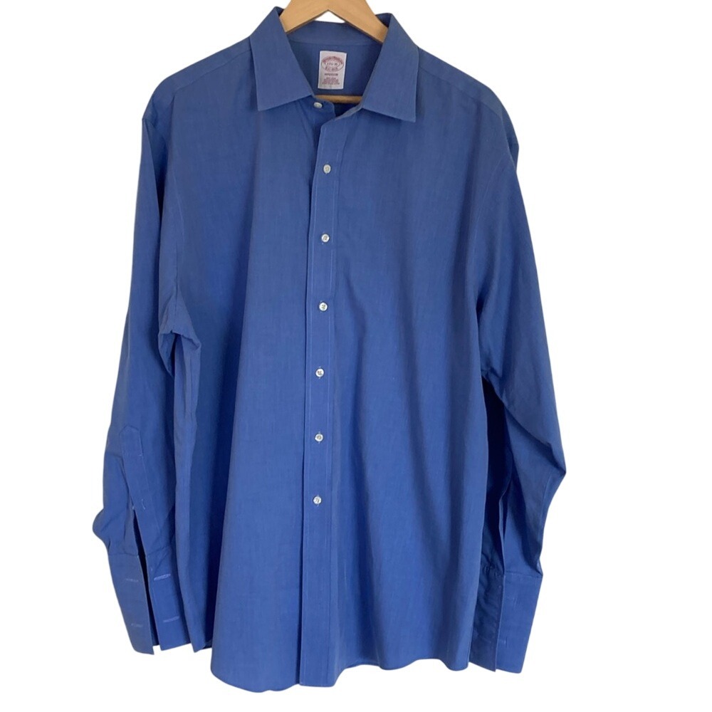 Brooks Brothers Men's Madison Blue Button Down Dress Shirt‎ Size 17.5 Cuff Link